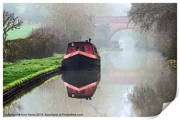Foggy day on the Canal. Print by Avril Harris