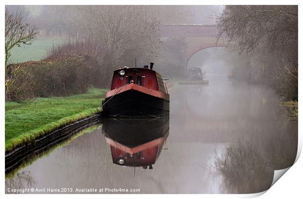 Mystical Barge on the Canal Print by Avril Harris
