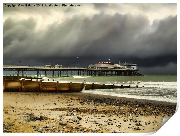 Cromer Pier Storm Print by Avril Harris