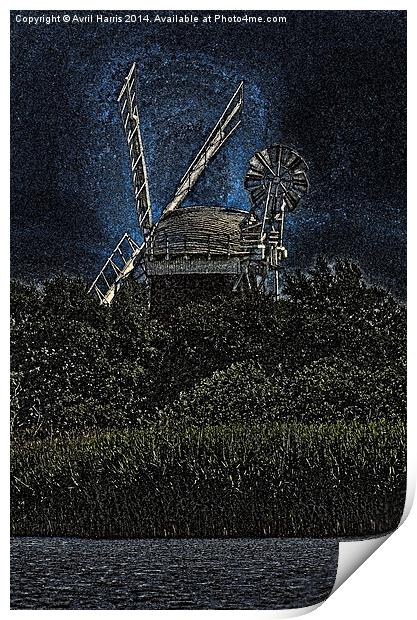 Horsey windmill Print by Avril Harris