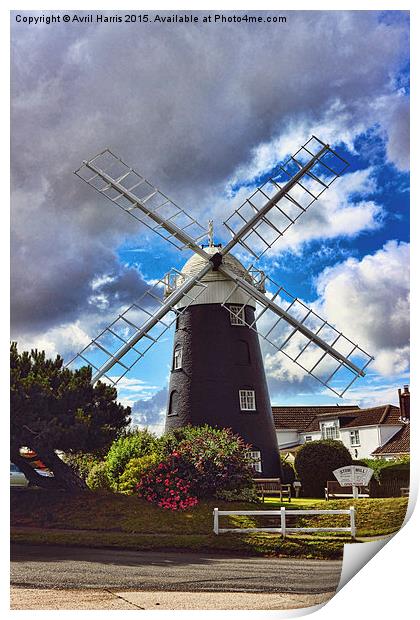  Stow Windmill Paston Print by Avril Harris