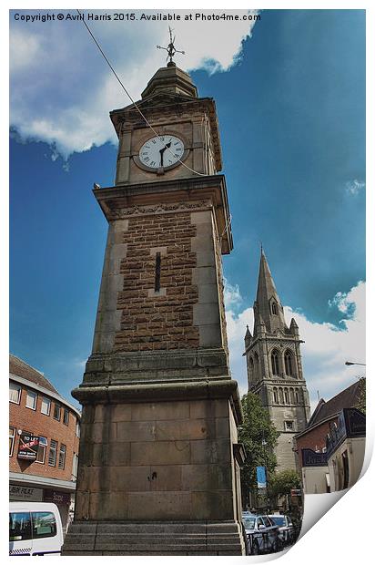  Rugby Clock tower Print by Avril Harris