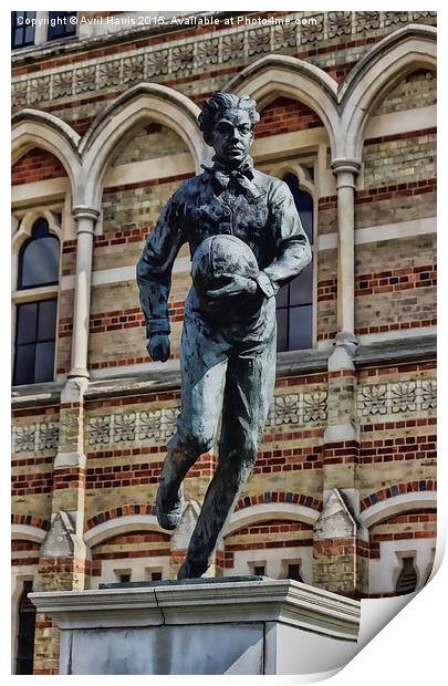  Statue of William Webb Ellis Print by Avril Harris