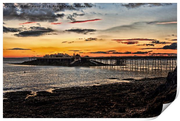 Birnbeck Pier and island Weston-super-Mare Print by Avril Harris