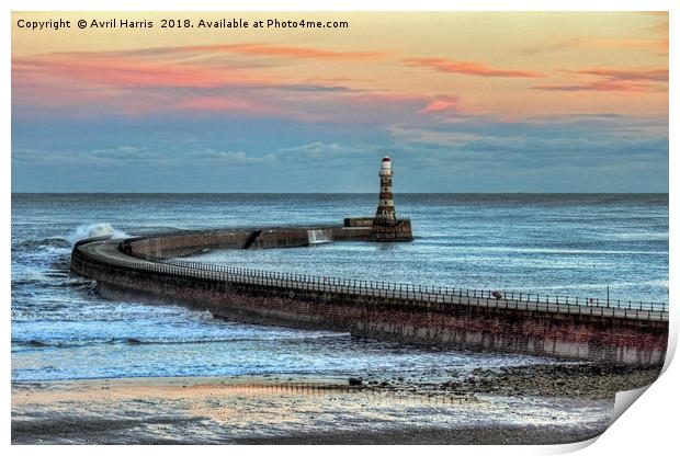 Roker Pier and Lighthouse Print by Avril Harris