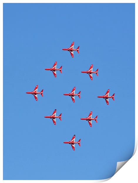 Red Arrows Diamond 9 Print by Claire Hartley